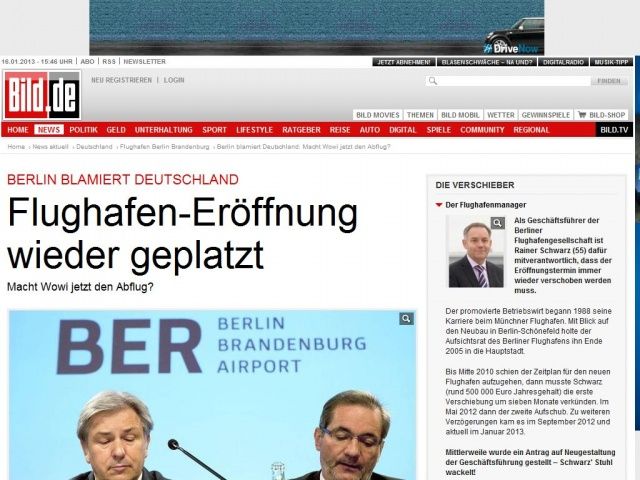 Bild zum Artikel: Pannen-Airport BER - Flughafen-Eröffnung wieder geplatzt