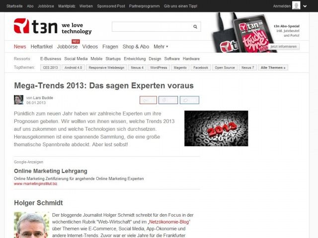 Bild zum Artikel: Mega-Trends 2013: Das sagen Experten voraus
