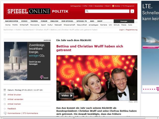 Bild zum Artikel: Ein Jahr nach dem Rücktritt: Bettina und Christian Wulff haben sich getrennt