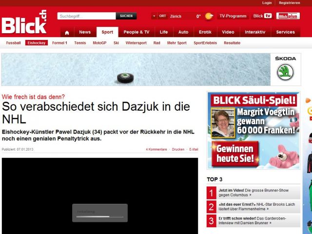 Bild zum Artikel: Wie frech ist das denn? So verabschiedet sich Dazjuk in die NHL