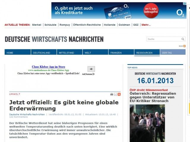 Bild zum Artikel: Jetzt offiziell: Es gibt keine globale Erderwärmung