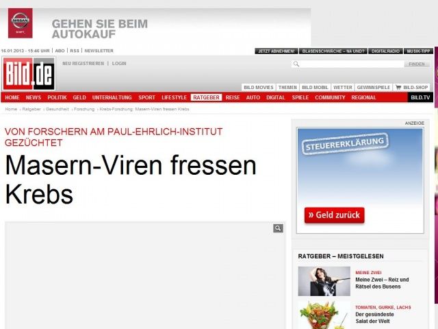 Bild zum Artikel: Münchner Forscher - Masern-Viren fressen Krebs