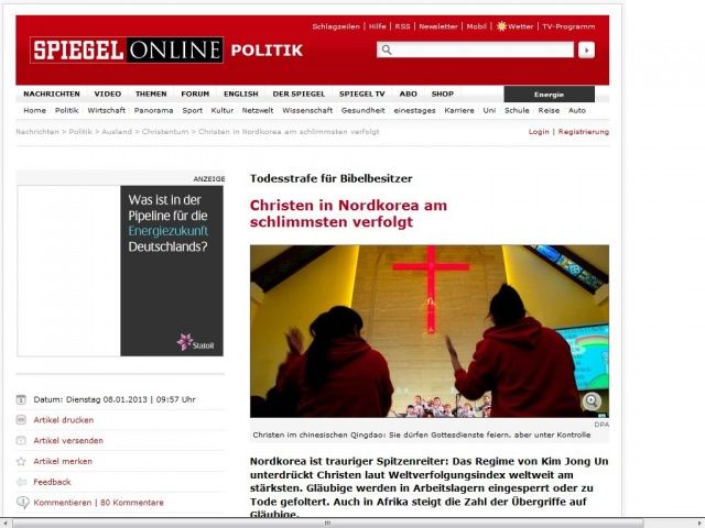 Bild zum Artikel: Todesstrafe für Bibelbesitzer: Christen in Nordkorea am schlimmsten verfolgt