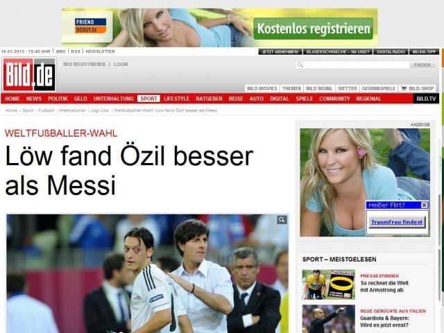 Bild zum Artikel: Weltfußballer-Wahl - Löw fand Özil besser als Messi