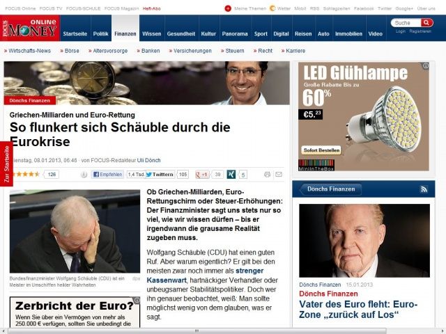 Bild zum Artikel: Griechen-Milliarden und Euro-Rettung - So flunkert sich Schäuble durch die Eurokrise