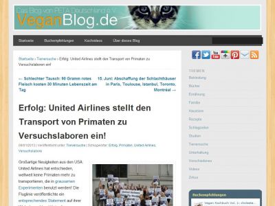 Bild zum Artikel: Erfolg: United Airlines stellt den Transport von Primaten zu Versuchslaboren ein!