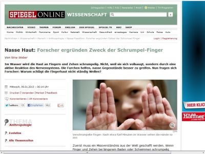 Bild zum Artikel: Nasse Haut: Forscher ergründen Zweck der Schrumpel-Finger