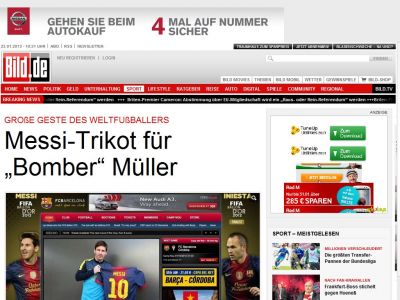 Bild zum Artikel: Grosse Geste des Weltfußballers - Messi-Trikot für „Bomber“ Müller