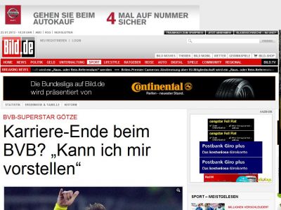 Bild zum Artikel: BVB-Superstar Götze - Karriere-Ende beim BVB? „Kann ich mir vorstellen“