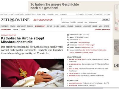 Bild zum Artikel: Sexueller Missbrauch: 
			  Katholische Kirche stoppt Missbrauchsstudie