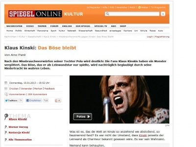 Bild zum Artikel: Kinderschänder Kinski: Das Böse bleibt