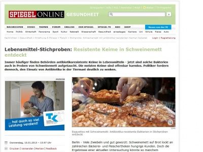 Bild zum Artikel: Lebensmittel-Stichproben: Resistente Keime in Schweinemett entdeckt