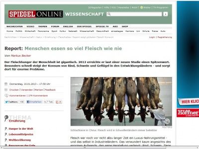 Bild zum Artikel: Report: Fleischkonsum der Menschheit erreicht Rekordwert