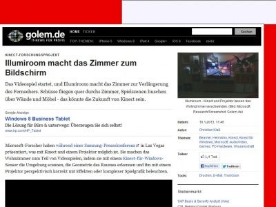 Bild zum Artikel: Kinect-Forschungsprojekt: Illumiroom macht das Zimmer zum Bildschirm