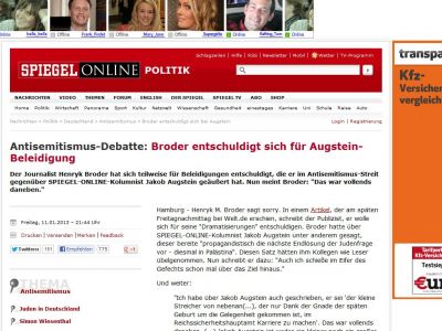 Bild zum Artikel: Antisemitismus-Debatte: Broder entschuldigt sich für Augstein-Beleidigung