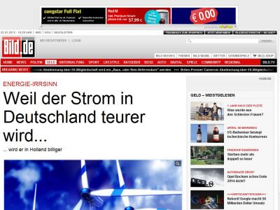 Bild zum Artikel: Holland freut sich - Weil unser Strom teurer wird, wird er dort billiger