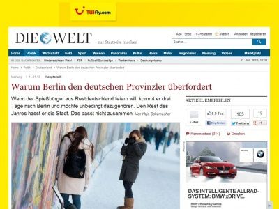 Bild zum Artikel: Hauptstadt: Warum Berlin den deutschen Provinzler überfordert