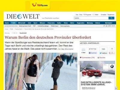 Bild zum Artikel: Hauptstadt: Warum Berlin den deutschen Provinzler überfordert