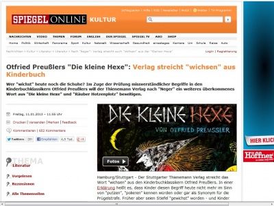 Bild zum Artikel: Otfried Preußlers 'Die kleine Hexe': Verlag streicht 'wichsen' aus Kinderbuch