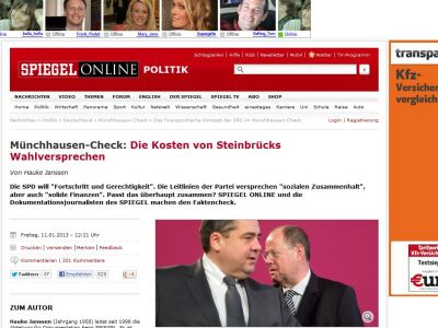 Bild zum Artikel: Münchhausen-Check: Die Kosten von Steinbrücks Wahlversprechen