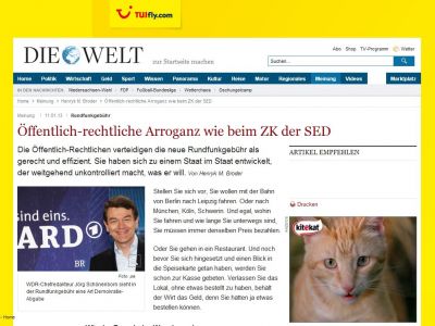 Bild zum Artikel: Rundfunkgebühr: Öffentlich-rechtliche Arroganz wie beim ZK der SED