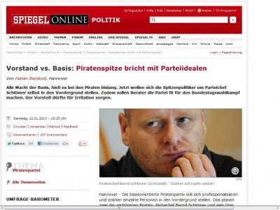 Bild zum Artikel: Vorstand vs. Basis: Piratenspitze bricht mit Parteiidealen