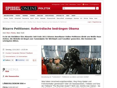 Bild zum Artikel: Bizarre Petitionen: Außerirdische bedrängen Obama
