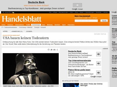 Bild zum Artikel: Online-Petition abgelehnt: USA bauen keinen Todesstern