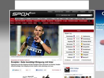 Bild zum Artikel: Süper Lig: Sneijder: Gala bestätigt Einigung mit Inter