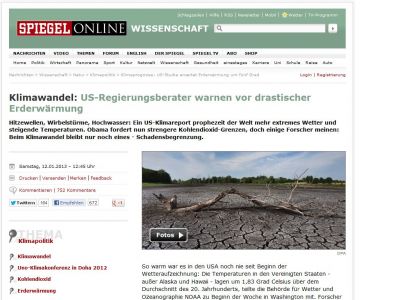 Bild zum Artikel: Klimawandel: US-Regierungsberater warnen vor drastischer Erderwärmung