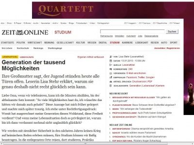 Bild zum Artikel: Lebensläufe: 
			  Generation der tausend Möglichkeiten