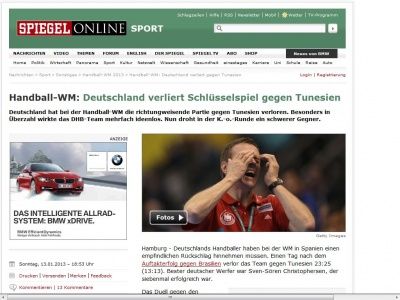Bild zum Artikel: Handball-WM: Deutschland verliert Schlüsselspiel gegen Tunesien