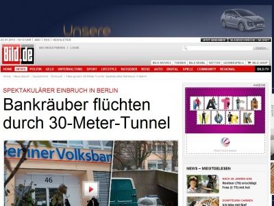Bild zum Artikel: 30-Meter-Tunnel - Spektakulärer Bankraub in Berlin