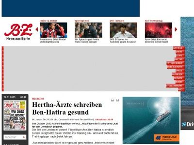 Bild zum Artikel: Rückkehr: Hertha-Ärzte schreiben Ben-Hatira gesund
