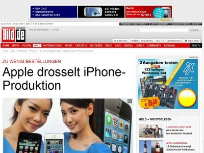 Bild zum Artikel: Zu wenig Bestellungen - Apple drosselt iPhone-Produktion