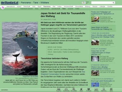 Bild zum Artikel: 21,7 Millionen Euro - Japan fördert mit Geld für Tsunamihilfe den Walfang