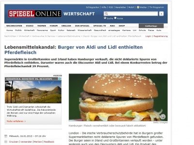 Bild zum Artikel: Lebensmittelskandal: Burger von Aldi und Lidl enthielten Pferdefleisch