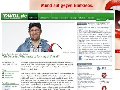 Bild zum Artikel: Tele 5 startet 'Who wants to fuck my girlfriend?'