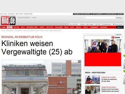 Bild zum Artikel: Skandal im Erzbistum Köln - Kliniken weisen Vergewaltigte (25) ab