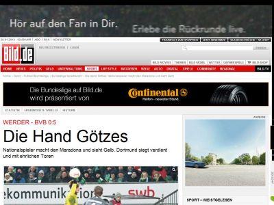 Bild zum Artikel: Werder - BVB 0:5 - Die Hand Götzes