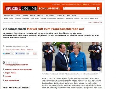 Bild zum Artikel: Videobotschaft: Merkel ruft zum Französischlernen auf