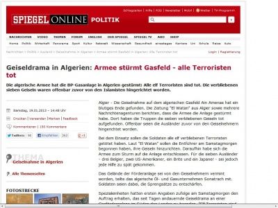 Bild zum Artikel: Geiseldrama in Algerien: Armee stürmt Gasfeld - alle Terroristen tot
