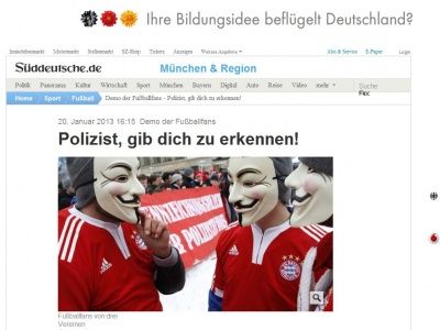 Bild zum Artikel: Demo der Fußballfans: Polizist, gib dich zu erkennen!