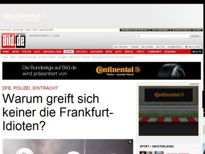 Bild zum Artikel: DFB, Polizei, Eintracht - Warum greift sich keiner die Frankfurt-Idioten?