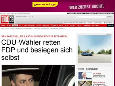 Bild zum Artikel: Landtagswahl-Niedersachsen - Patt zwischen Schwarz-Gelb und Rot-Grün