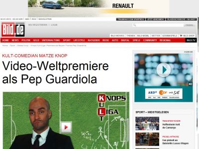 Bild zum Artikel: Knops Kult-Liga - Video-Weltpremiere als Pep Guardiola
