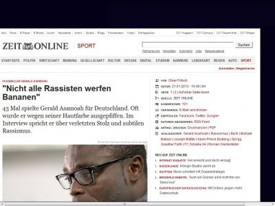 Bild zum Artikel: Fußballer Gerald Asamoah: 
			  'Nicht alle Rassisten werfen Bananen'