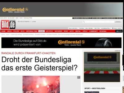 Bild zum Artikel: Frankfurt-Chaoten - Droht der Bundesliga das erste Geisterspiel?