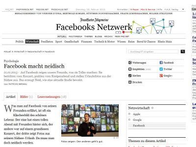 Bild zum Artikel: Facebook macht neidisch