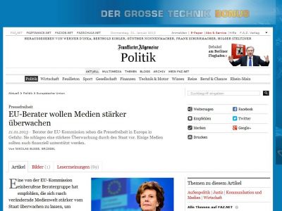 Bild zum Artikel: EU-Berater wollen Medien stärker überwachen